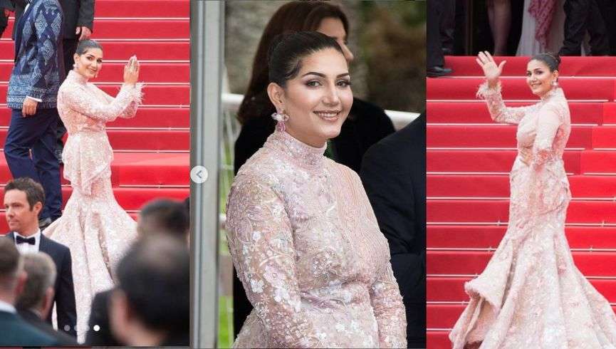 Cannes 2023 में इतनी भारी ड्रेस पहनकर रेड कारपेट पर उतरीं Sapna Chowdhary, नेटिजेन्स बोले कैरी नहीं हो पा रहा तो पहना ही क्यों